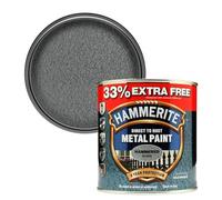 Hammerite Direct to Rust Hammered Metal Paint, Multi-Surface Interior & Exterior Paint, Primer Undercoat & Topcoat in One, Protective Finish for Railings, 750ml + 33% Extra, (Silver, 1 Set Of Tin)
