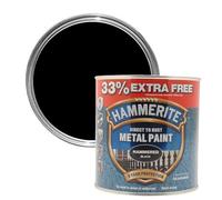 Hammerite Direct to Rust Hammered Metal Paint, Multi-Surface Interior & Exterior Paint, Primer Undercoat & Topcoat in One, Protective Finish for Railings, 750ml + 33% Extra, (Black, 1 Set Of Tin)