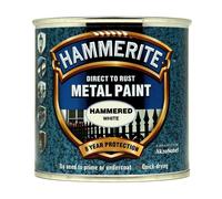 Hammerite Direct To Rust Hammered White Quick Drying Metal Paint 250ml