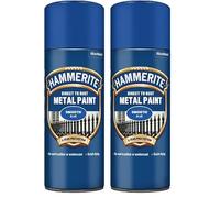 Hammerite Direct to Rust Metal Paint Aerosol Smooth Blue Finish 400ML (Pack of 2)