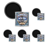 Hammerite Direct to Rust Metal Paint - Hammered Black Finish 250ML (Pack of 5)