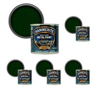 Hammerite Direct to Rust Metal Paint - Hammered Dark Green Finish 250ML (Pack of 5)