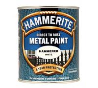Hammerite HFW750 Direct to Rust Hammered Finish Metal Paint White 750ml