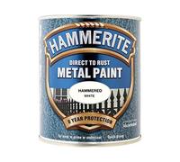 Hammerite HFW750 Direct to Rust Hammered Finish Metal Paint White 750ml
