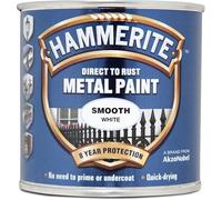 Hammerite Direct to Rust Metal Paint - Quick Drying - No Primer or Undercoat Needed - Smooth Finish - White - 250ml