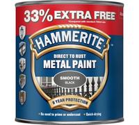 Hammerite Direct To Rust Metal Paint - Smooth Black - 750ml +33% EF - 5158235