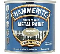 Hammerite Direct to Rust Metal Paint - Smooth Gold Finish 250ML