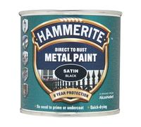 1 X Hammerite Satin Metal Paint Black 250ml DIY Garage Shed Maintenance Work