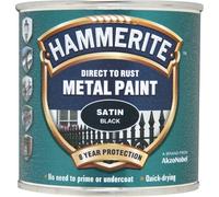Hammerite Direct to Rust Satin Finish Metal Paint Black 250ml