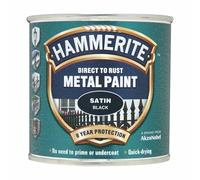 Hammerite Direct To Rust Satin Black 250ml Quick Drying Metal Paint