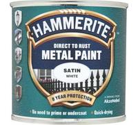 Hammerite Direct To Rust Satin White 250ml Quick Drying Metal Paint