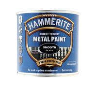 Hammerite Direct to Rust Smooth Finish Metal Paint Black 250ml HMMSFBL250
