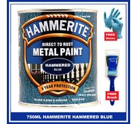Hammerite HAMMERED BLUE Direct to Rust Metal Paint 750ml