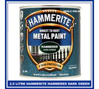 Hammerite Direct to Rust Hammered Dark Green Metal Paint - 2.5LTR