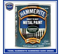 Hammerite Hammered Dark Green Direct to Rust Metal Exterior Paint 750ml
