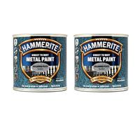 Hammerite Hammered Effect Metal Paint, Multi-Surface Direct to Rust Paint, Interior & Exterior, Quick Dry, Durable Protective Finish for Railings, Doors & Furniture, 250ml (Silver, 2 Set Of Tin)