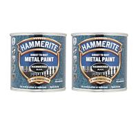 Hammerite Hammered Effect Metal Paint, Multi-Surface Direct to Rust Paint, Interior & Exterior, Quick Dry, Durable Protective Finish for Railings, Doors & Furniture, 250ml (Black, 2 Set Of Tin)