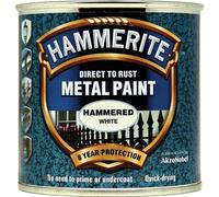 Hammerite HFW250 Direct to Rust Hammered Finish Metal Paint White 250ml