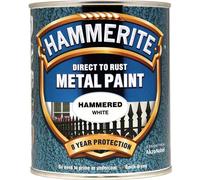 Hammerite HFW750 Direct to Rust Hammered Finish Metal Paint White 750ml