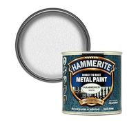 Hammerite Hammered Metal Paint, Rust Resistant, Fast Drying, Long Lasting, Durable, Weatherproof, Smooth, Versatile, Ideal for Gates, Furniture, Tools, Equipment, 250ml (White, Pack of 1 Tin)