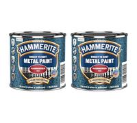 Hammerite Hammered Metal Paint, Rust Resistant, Fast Drying, Long Lasting, Durable, Weatherproof, Smooth, Versatile, Ideal for Gates, Furniture, Tools, Equipment, 250ml (Red, Pack of 2 Tin)