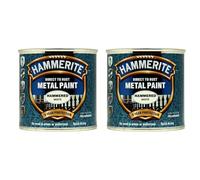 Hammerite Hammered Metal Paint, Rust Resistant, Fast Drying, Long Lasting, Durable, Weatherproof, Smooth, Versatile, Ideal for Gates, Furniture, Tools, Equipment, 250ml (White, Pack of 2 Tin)