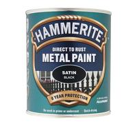 Hammerite SATBL750 Direct to Rust Satin Finish Metal Paint Black 750ml