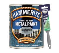 Hammerite Hammered Silver 750Ml With 1" Paint Brush