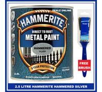 Hammerite HFSG25L Direct to Rust Hammered Finish Metal Paint Silver 2.5 Litre