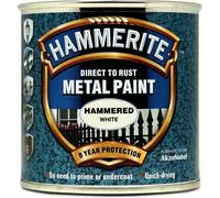 Hammerite HFW250 Direct to Rust Hammered Finish Metal Paint White 250ml