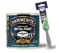 Hammerite Hammered White Metal Paint 250Ml With 1" Paint Brush