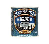 Hammerite HFSG25L Direct to Rust Hammered Finish Metal Paint Silver 2.5 Litre