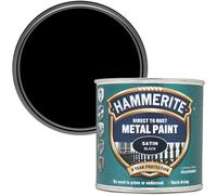 1 X Hammerite Satin Metal Paint Black 250ml DIY Garage Shed Maintenance Work