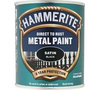 Hammerite SATBL750 Direct to Rust Satin Finish Metal Paint Black 750ml