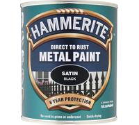 Hammerite SATBL750 Direct to Rust Satin Finish Metal Paint Black 750ml