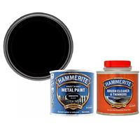 Hammerite Smooth Black 250ml Metal Paint PLUS Brush Cleaner & Thinners