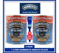 Hammerite Smooth Finish Metal Paint Black 997ml