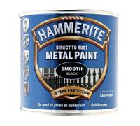 Hammerite Smooth Black Paint 250ml Direct to Rust Metal Protection Quick-Drying