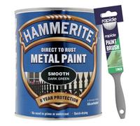 Hammerite Smooth Dark Green 750Ml With 1" Paint Brush