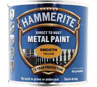 Hammerite 5084874 Direct To Rust Smooth Finish Metal Paint Yellow 250Ml