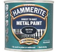 Hammerite Direct to Rust Satin Finish Metal Paint Black 250ml