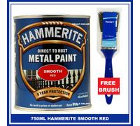 Direct to Rust Smooth Red Metal Paint - 750ML - Red - Hammerite
