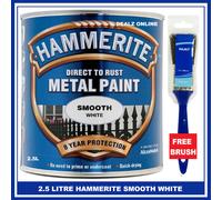 Hammerite Direct to Rust Smooth Finish Metal Paint White 2.5 Litre