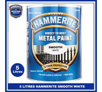Hammerite SMOOTH WHITE Direct To Rust Metal Paint 5L