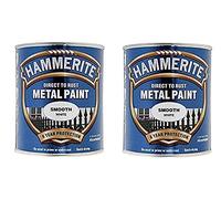 Hammerite Smooth White Direct To Rust Paint For Metal Restore 750ml x 2