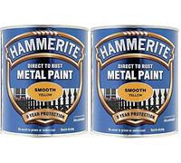 Hammerite Smooth Yellow Direct To Rust Metal Paint 750ml x 2