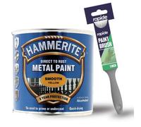 Hammerite Smooth Yellow Metal Paint 250Ml With 1" Paint Brush
