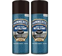 Hammerite Spray Paint for Metal. Direct to Rust Exterior Black Metal Paint, Hammered Finish. Corrosion Resistant Black Paint and Rust Remover, 8 Year Protection - 400ml Aerosol 0.5 SqM Coverage