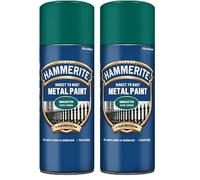 Hammerite Spray Paint for Metal. Direct to Rust Exterior Dark Green Metal Paint, Smooth Finish. Corrosion Resistant Gloss Paint and Rust Remover, 8 Year Protection - 400ml Aerosol 0.5 SqM Coverage