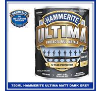 Hammerite Ultima Matt Metal Paint - 750ml - Dark Grey